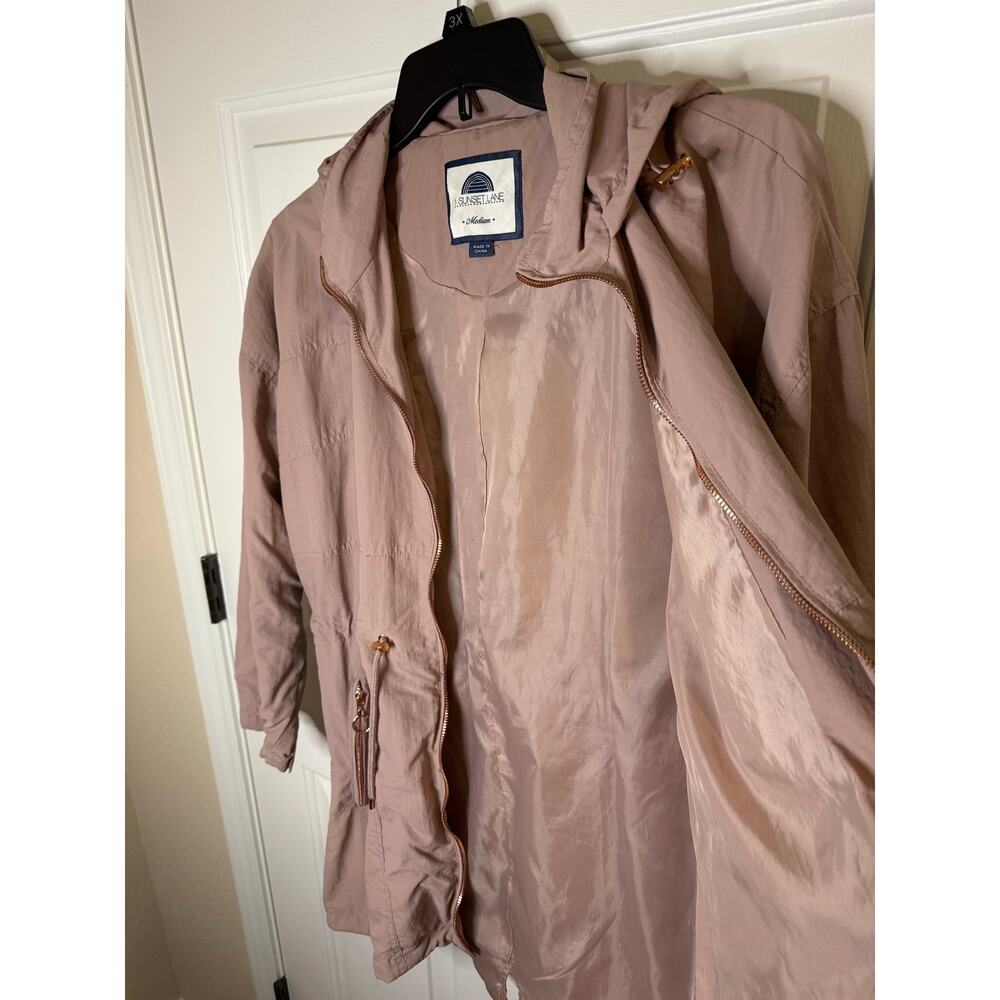 1 Sunset Lane Women's Lined Anorak Rain Jacket Windbreaker Dusty Pink Med - Picture 5 of 8